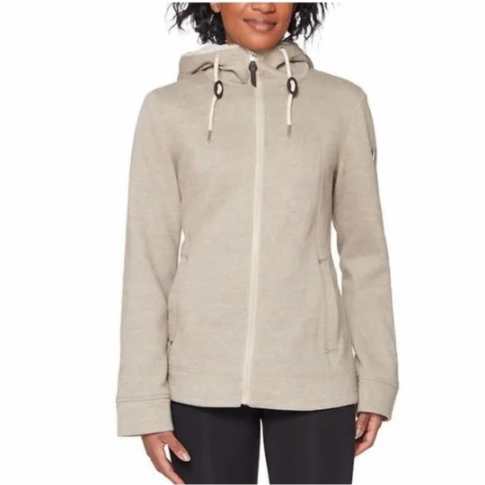 1 Madison Expedition Oatmeal Melange Knit Full Zip Hooded Jacket, size XXL
